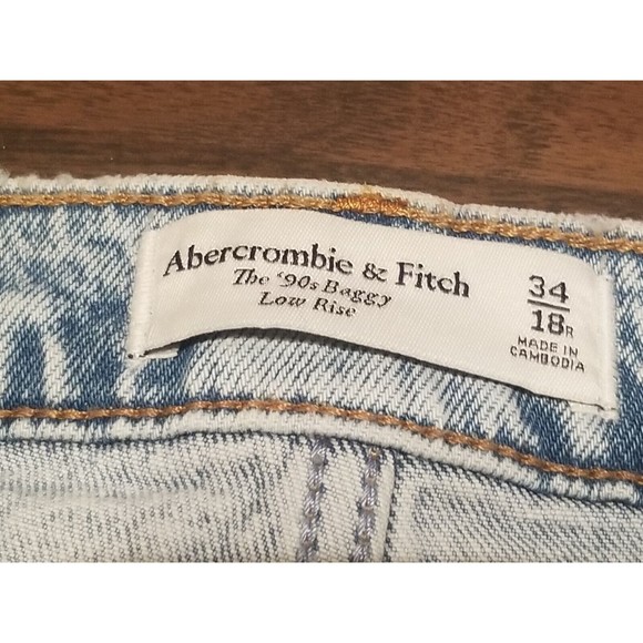 Abercrombie & Fitch The 90s Baggy Low Rise Jeans 34/18R Button Fly Denim New - Picture 5 of 5